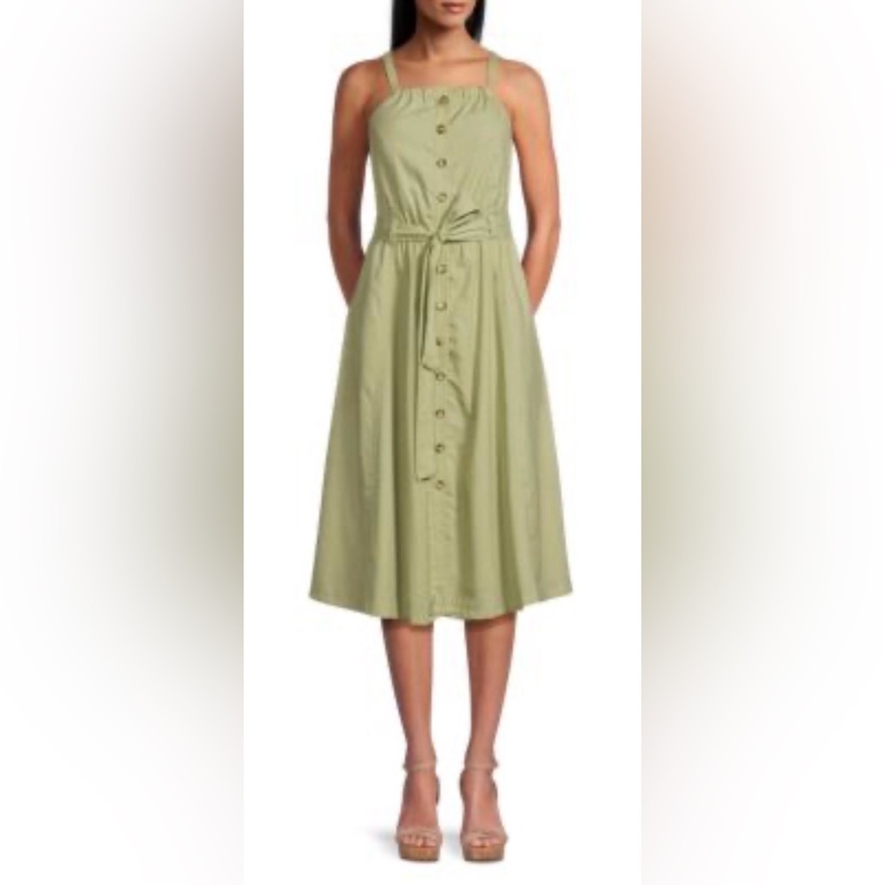 EUC Central Park West Linen Blend Midi Shirtdress Large